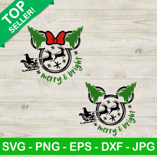 Merry And Bright Mickey Head Svg