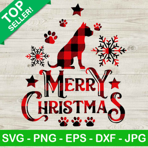 Merry christmas Dog buffalo plaid SVG