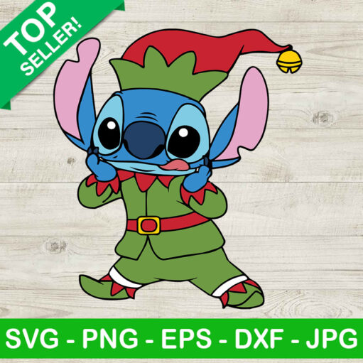 Stitch Elf Christmas Svg