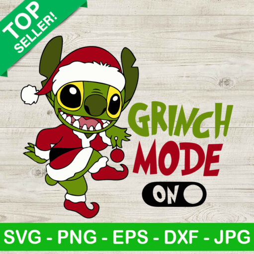 Stitch grinch santa claus SVG, Stitch Grinch Mode On SVG, Santa stitch SVG