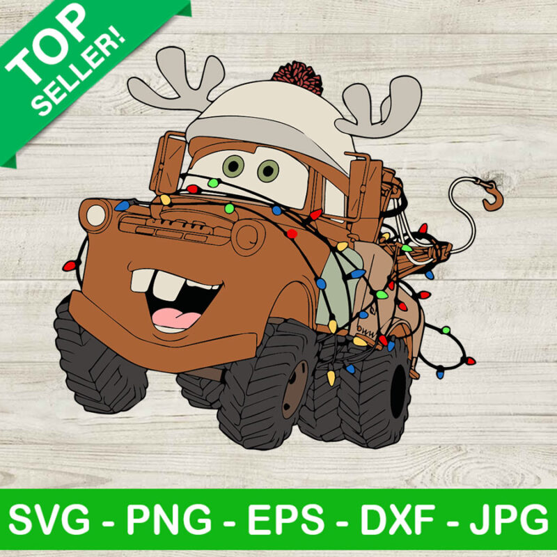 Tow Mater Lightning Mcqueen Christmas SVG, Reindeer Tow Mater SVG