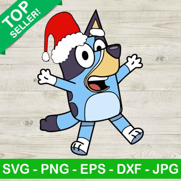 Bluey With Santa Hat SVG