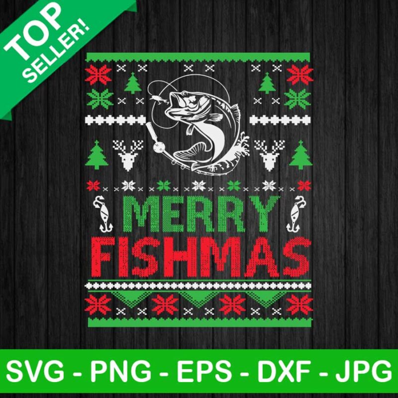 Merry Fishmas Ugly Sweater SVG, Merry Fishmas SVG, Ugly Sweater