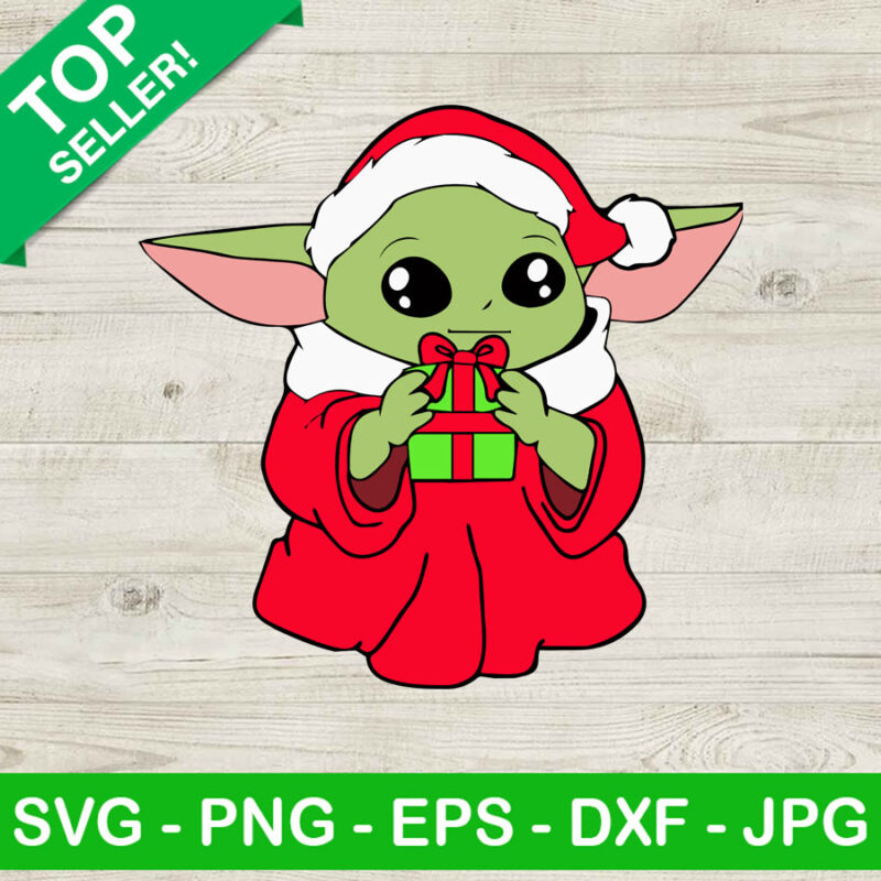 Baby yoda santa gift SVG, Baby yoda christmas SVG, Christmas star wars SVG