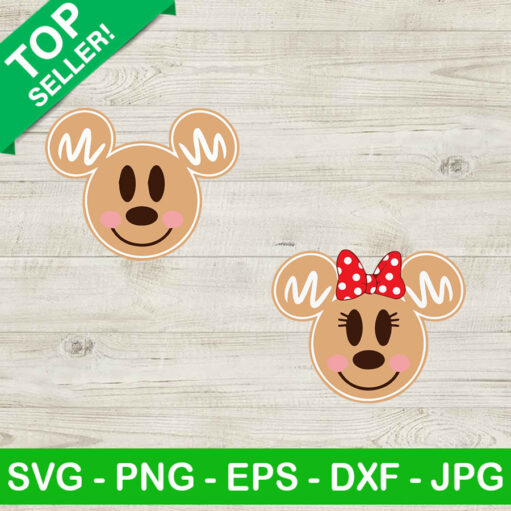 Gingerbread Mickey Minnie Head Svg