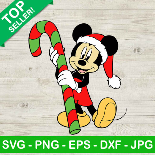 Mickey with candy cane SVG