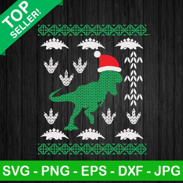 T rex christmas ugly sweater SVG