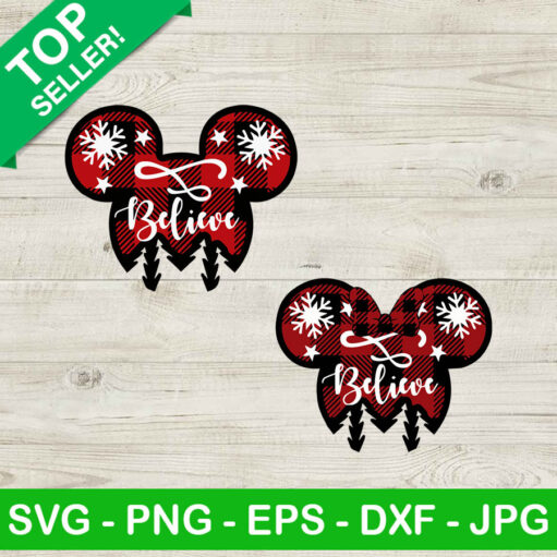 Believe Christmas Mickey Head Svg