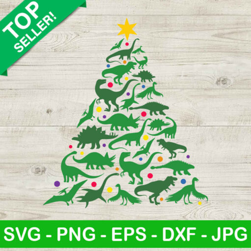 Dinosaur Christmas Tree Svg