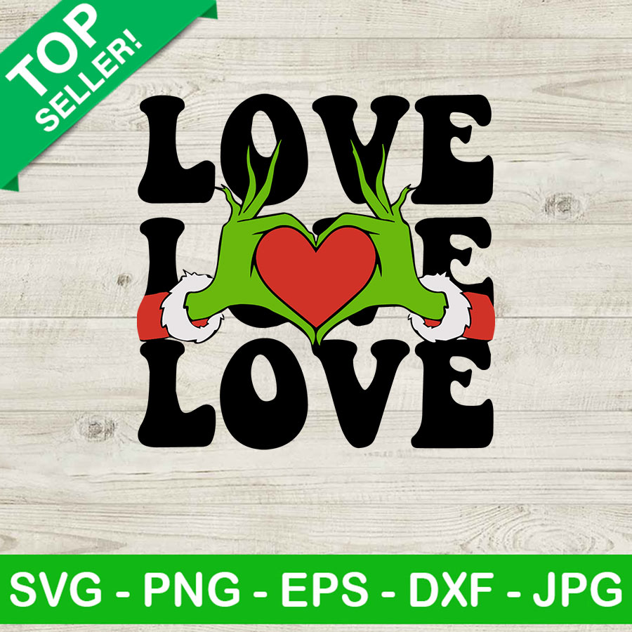 Grinch Valentine SVG, Grinch Love Hand SVG, Retro Grinch SVG