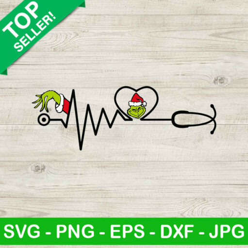 Grinch Nurse Heartbeat Svg