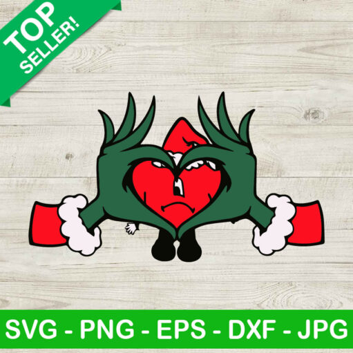 Grinch Hand Bad Bunny Heart Christmas SVG