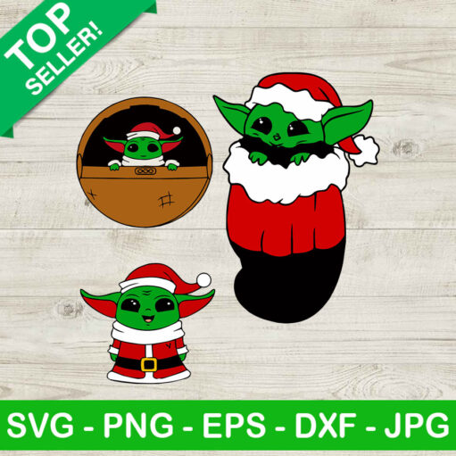 Baby yoda santa claus christmas bundle SVG