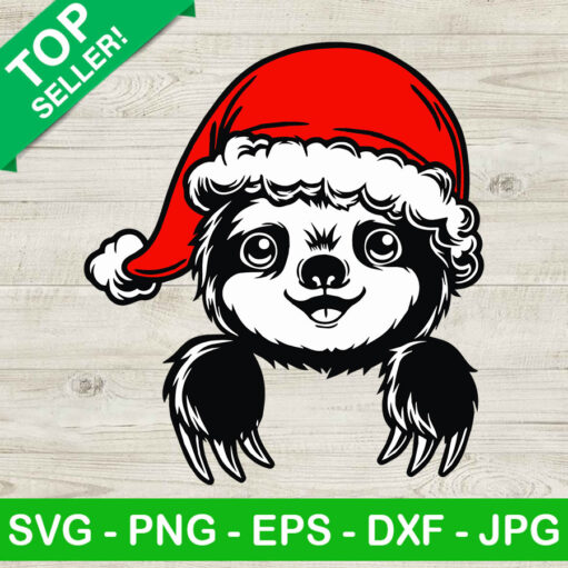 Sloth with santa hat SVG