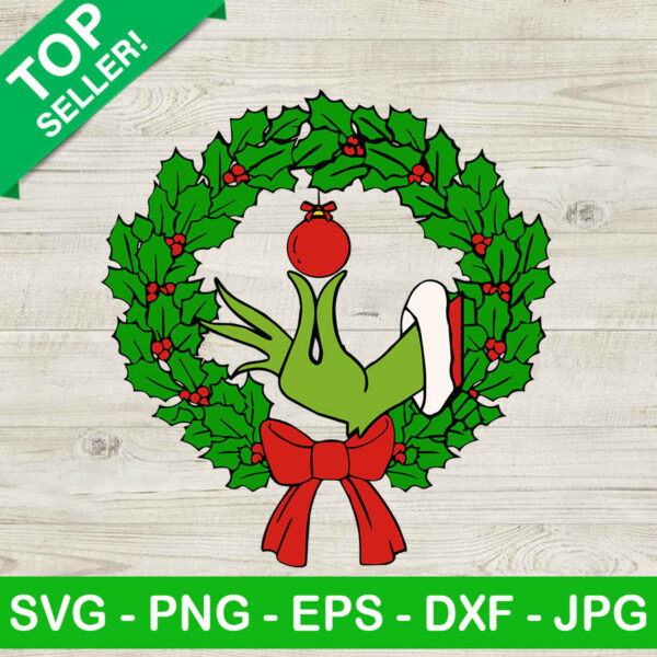 Grinch hand with christmas ornament SVG