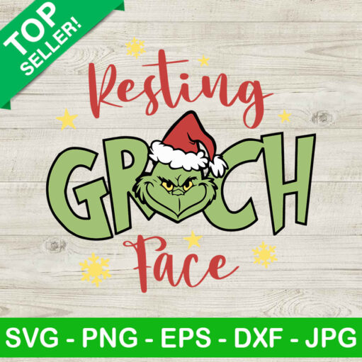 Resting Grinch Face Christmas Svg