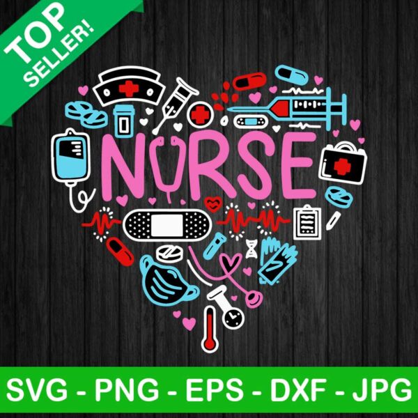 Heart Nurse With Medical Objects SVG