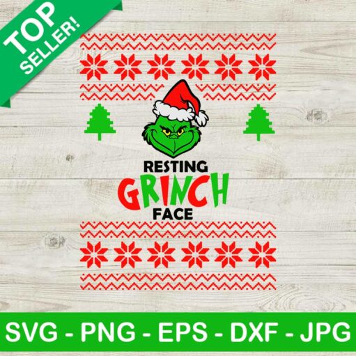 Resting Grinch Face Ugly Sweater Svg