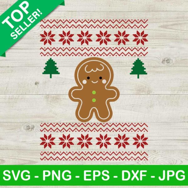 Gingerbread man ugly sweater SVG