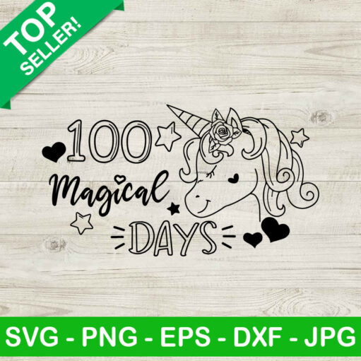 100 Magical Days Unicorn Svg