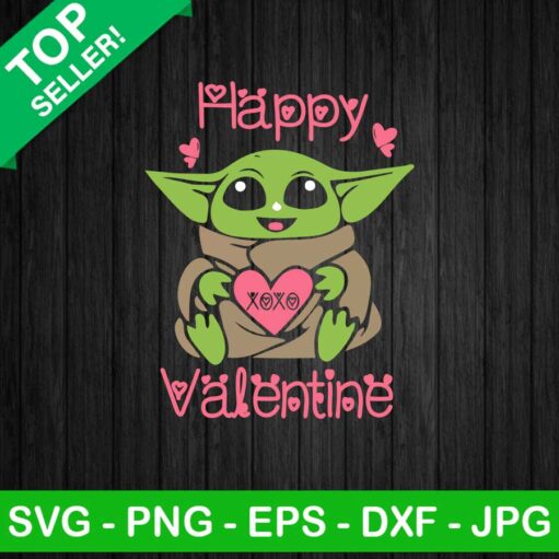 Baby Yoda Happy Valentine Svg