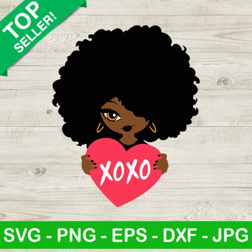 Black Girl Valentine Xoxo Svg