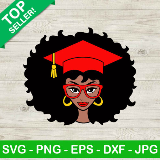 Black Woman With Graduation Cap Svg