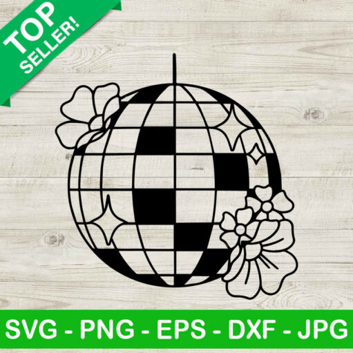 Disco ball SVG cut file, Disco ball floral SVG, Dance funny SVG