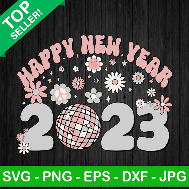 Disco ball happy new year SVG, 2023 new year disco ball SVG, New year