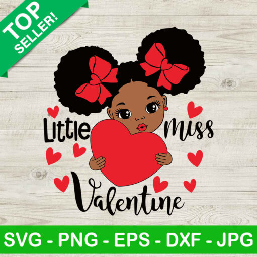 Little miss valentine black girl SVG