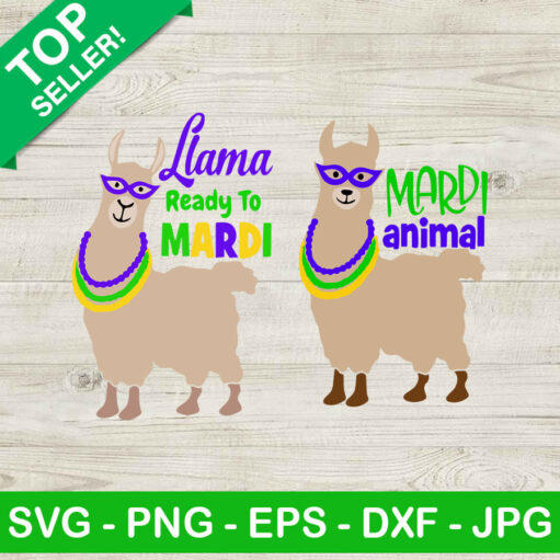 Llama Ready To Mardie Gras SVG
