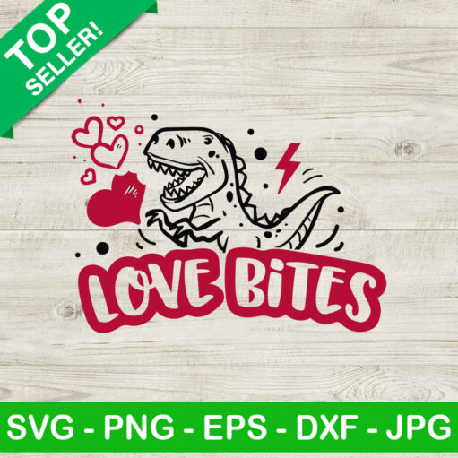 Love Bites Dinosaur Valentine Svg