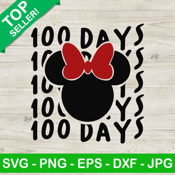 Minnie Mouse 100 Days Of School SVG, Disney School SVG, Minnie Ears SVG