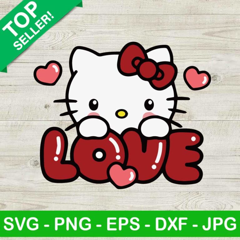 Love Hello Kitty SVG, Hello Kitty Love And Hearts Valentine SVG, Love