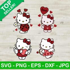 Hello Kitty Cupid Valentine SVG, Hello Kitty Valentine Bundle SVG, Vallentine Love Heart SVG