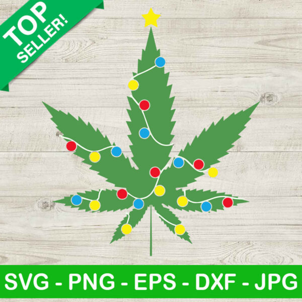 Weed With Christmas Light SVG, Christmas Weed SVG, Cannabis SVG