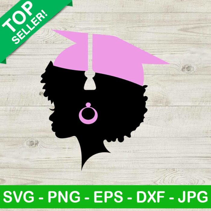 Black girl Graduation cap SVG, Graduation cap SVG, Black woman with Graduation cap SVG