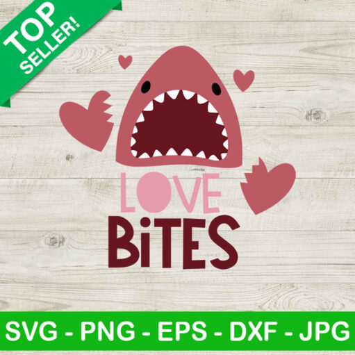 Love Bites Shark Valentine Svg