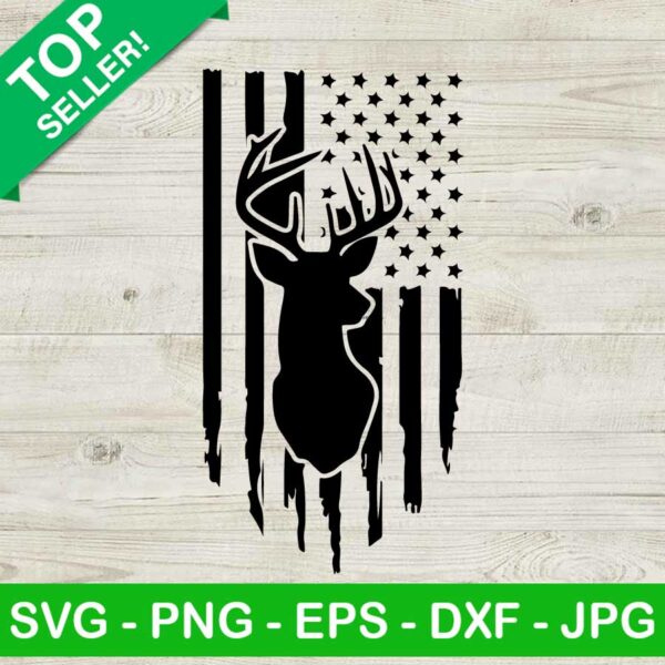 Distressed American Flag Deer SVG