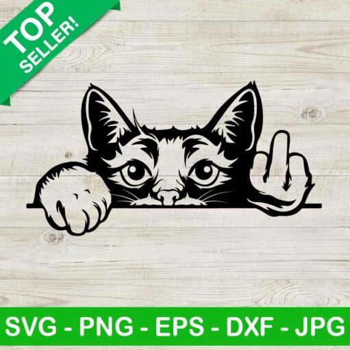 Peeking Cat Middle Finger Svg