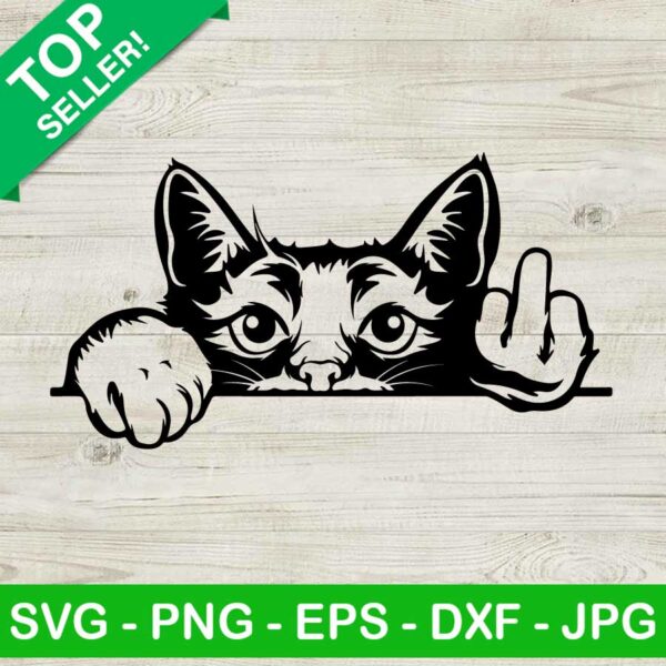 Peeking Cat Middle Finger SVG