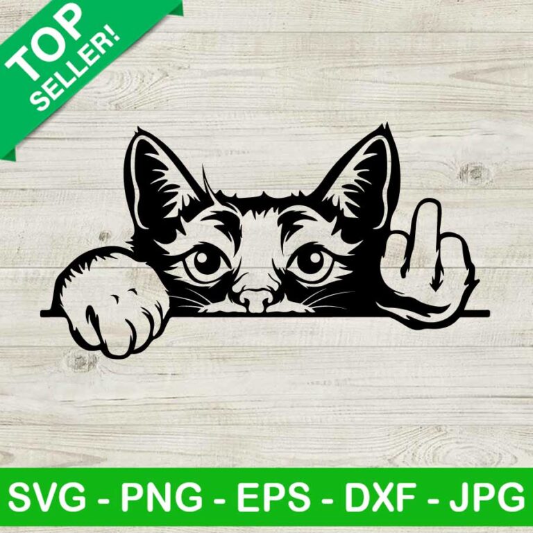 Peeking Cat Middle Finger SVG, Funny Cat SVG, Crazy Cat SVG