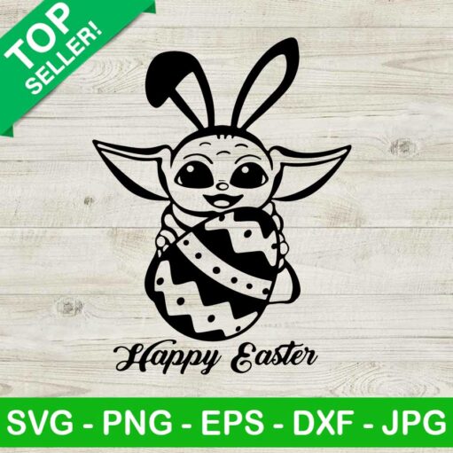 Baby Yoda Happy Easter Svg