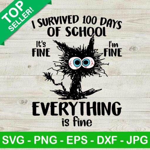 100 Days Of School Everything Is Fine Svg