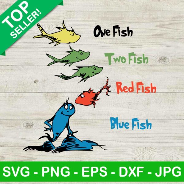 Dr Seuss One Fish Red Fish SVG, Dr Seuss Day SVG, Read Across America Day Svg