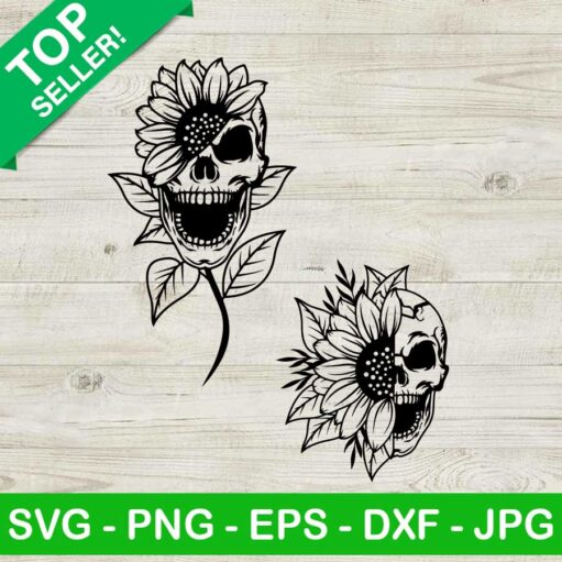 Sunflower Skull Svg