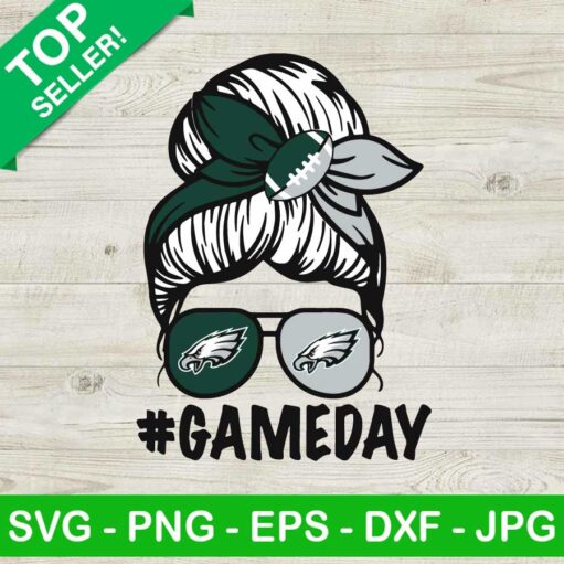 Gameday messy bun Eagles SVG