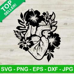 Floral Anatomical Heart SVG