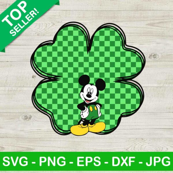 Mickey Mouse Shamrock SVG, Disney Patricks Day SVG, Mickey Checkered SVG