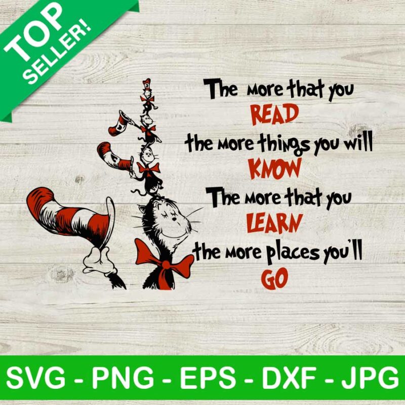 Dr Seuss Quotes SVG, The more that you read the more things you will ...